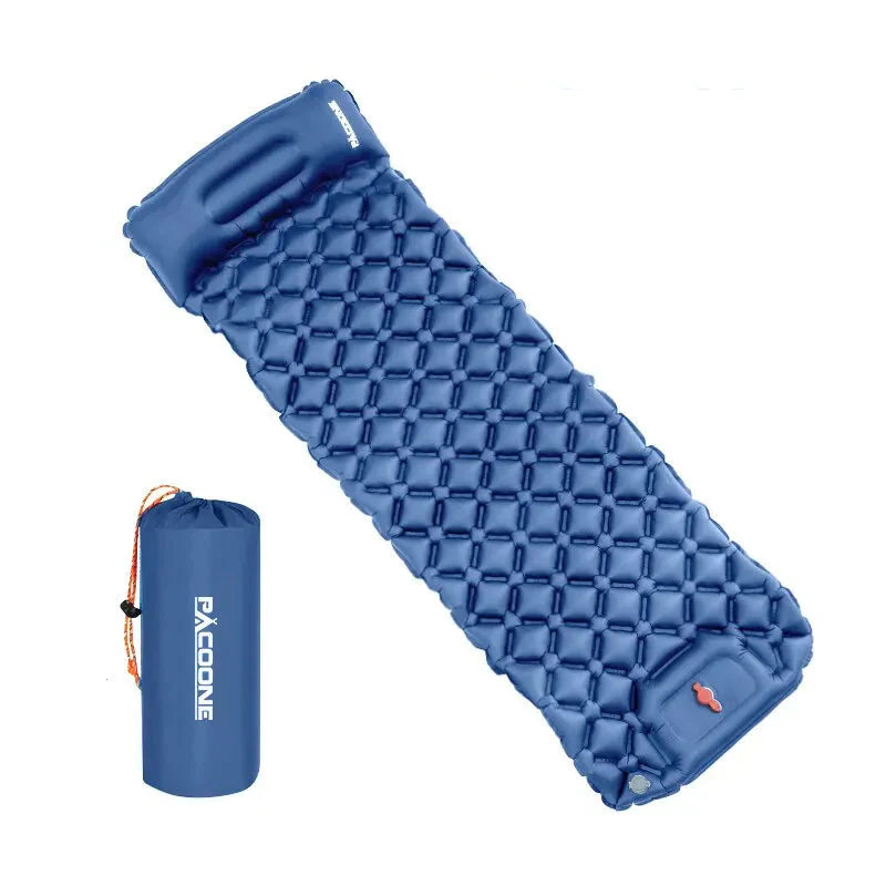 Waterproof ultralight sleeping pad for hiking, featuring a built-in pump for quick and easy inflation