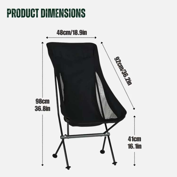 Compact hiking equipment: ultralight portable folding chair in nature