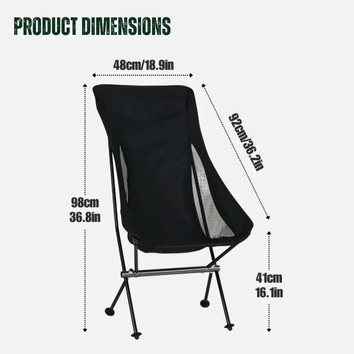 Compact hiking equipment: ultralight portable folding chair in nature
