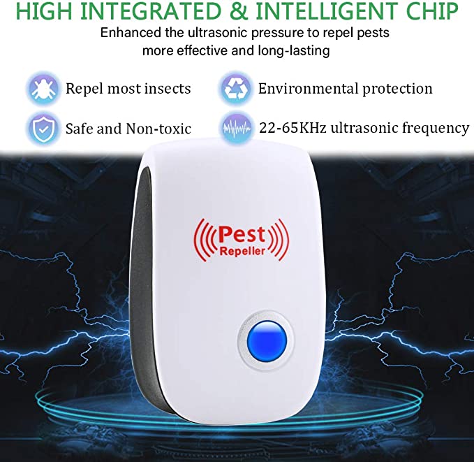 Electronic ultrasonic rat and mouse repeller for chemical-free pest control and a quiet home.