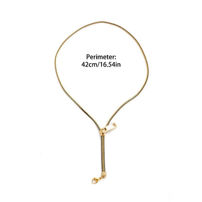 Special occasion women's zipper necklace, a unique gold and silver accessory gift. Bold statement jewelry.