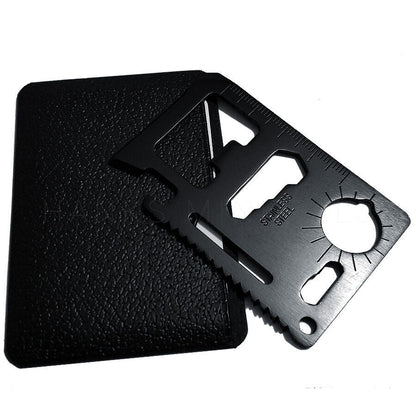 Lightweight and portable 11-in-1 survival multi-tool card, great for emergency preparedness and camping