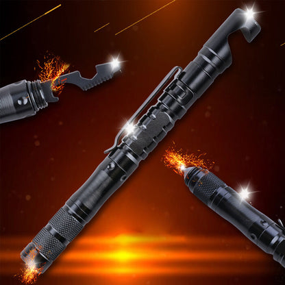 Unisex 11-in-1 tactical survival pen, emergency multi-tool, vital outdoor equipment and camping accessory.