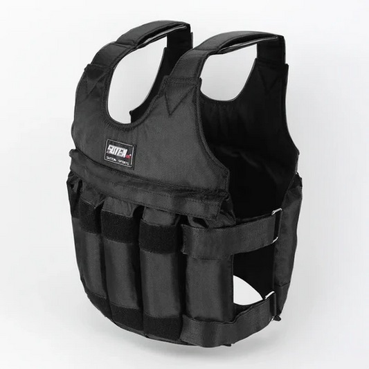 Unisex 110 lb adjustable weighted exercise vest for strength training, cardio, and home gym workouts.