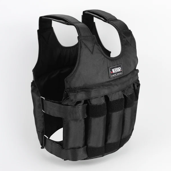 Unisex 110 lb adjustable weighted vest for fitness training, strength, cardio & bodyweight exercises.
