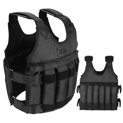 Unisex 110 lb adjustable weighted vest for strength training, fitness, and bodyweight workouts. Durable exercise gear.