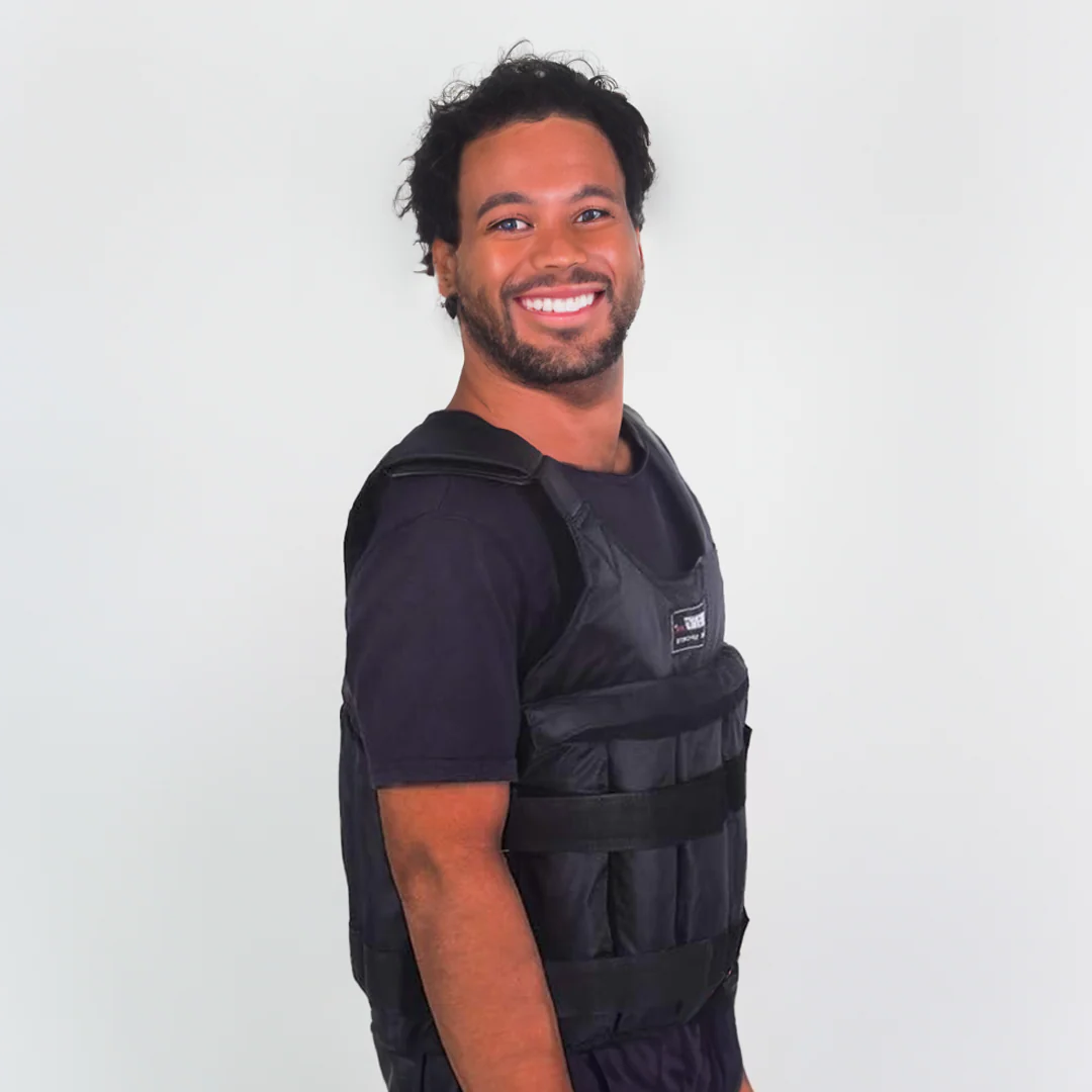 Heavy-duty 110 lb adjustable weighted vest for advanced strength training & workout accessory for all genders.