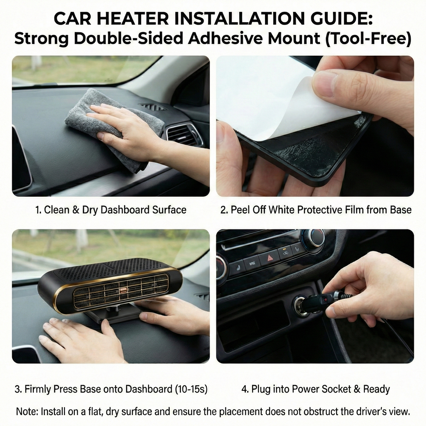 Unisex 12V car heater easily plugs into vehicle for quick defrosting and heating