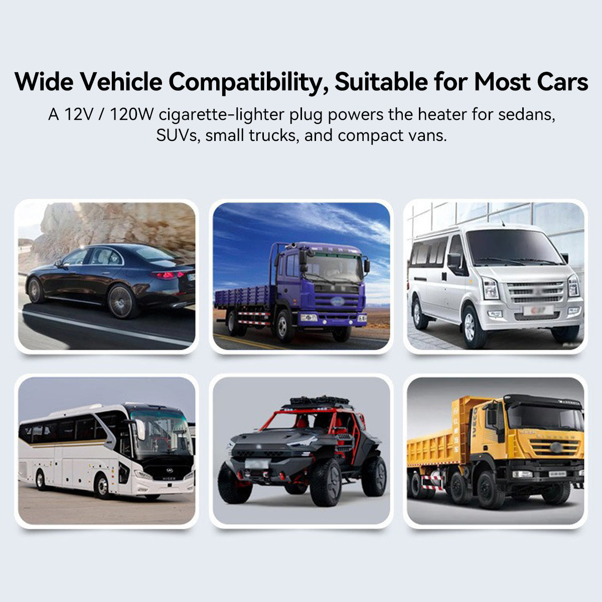 Versatile 12V car heater & defroster for improving visibility during winter driving