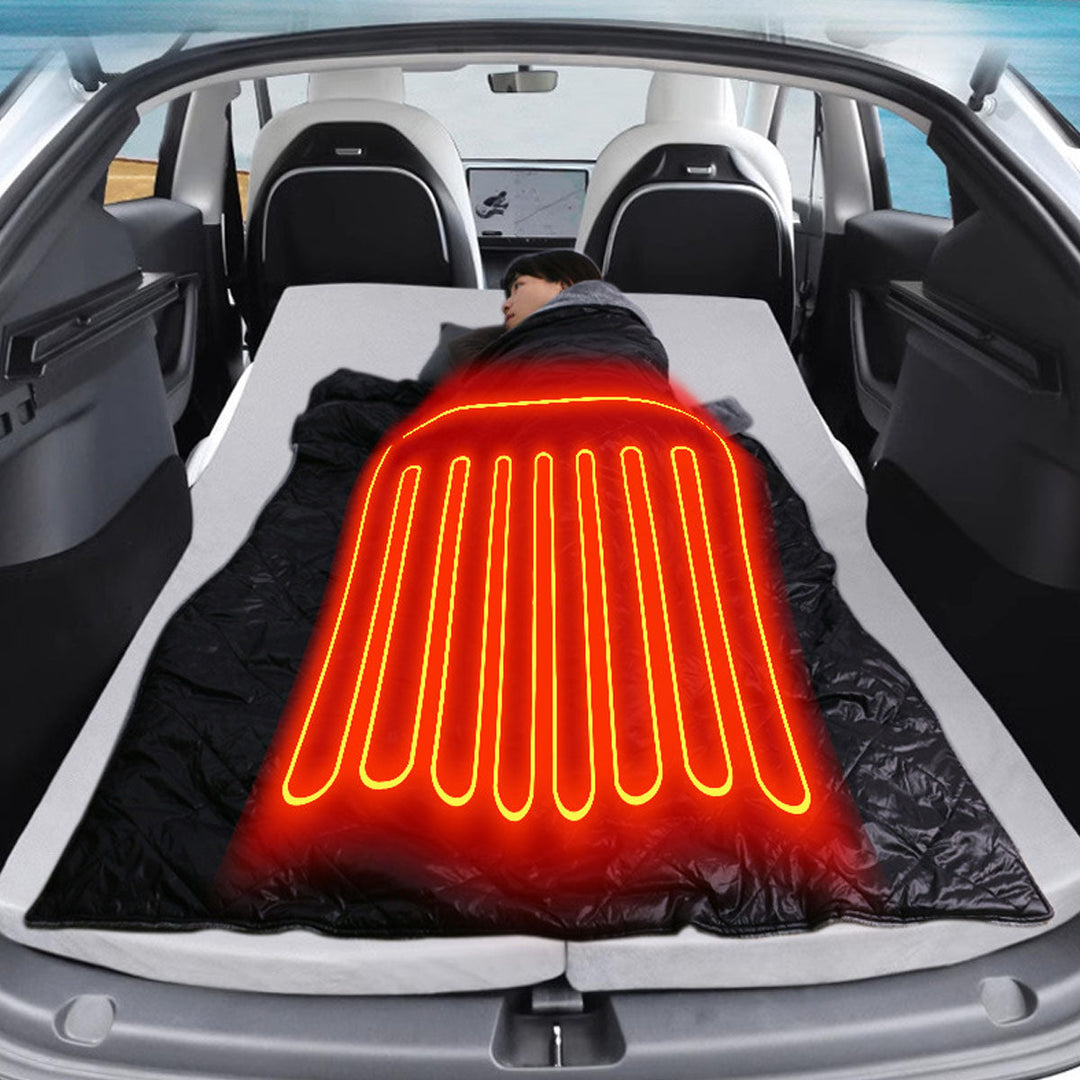 Close-up of soft USB heating blanket texture, gray, showing stitching, ideal car accessory for warmth
