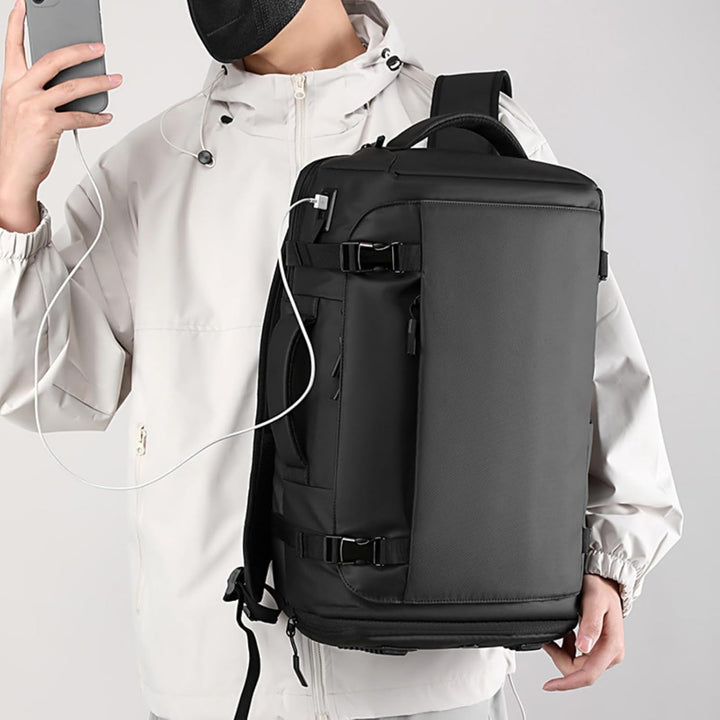 Secure unisex 15" anti-theft laptop backpack, waterproof, side-open design for travel.