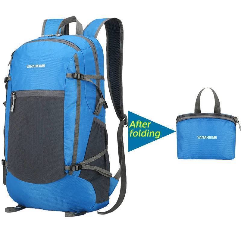 Versatile 18L foldable daypack for urban exploration or wilderness trails, blue color option