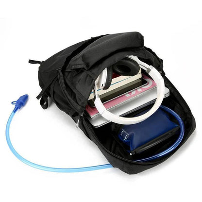 Lightweight 18L packable daypack shown folded into its small pouch, space-saving outdoor gear