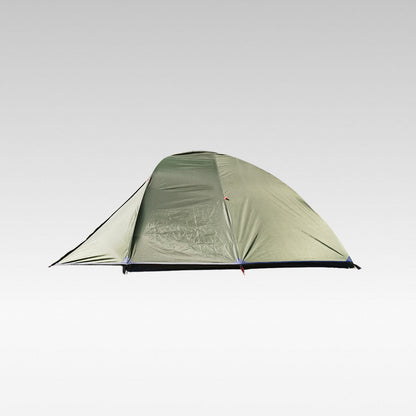 Unisex 2-3 person all-season waterproof camping tent set up in a forest, ideal for backpacking.