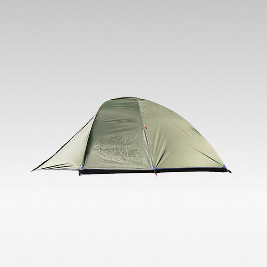 Unisex 2-3 person all-season waterproof camping tent set up in a forest, ideal for backpacking.