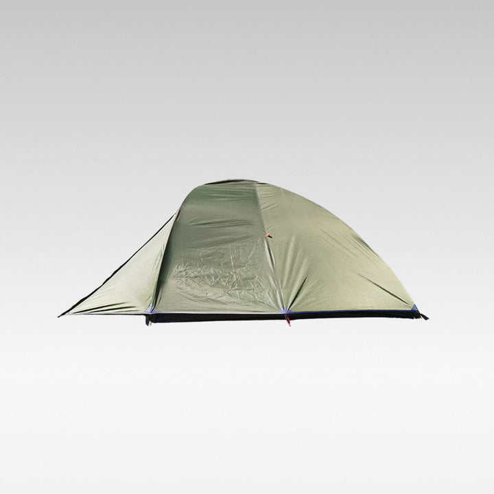Unisex 2-3 person all-season waterproof camping tent set up in a forest, ideal for backpacking.