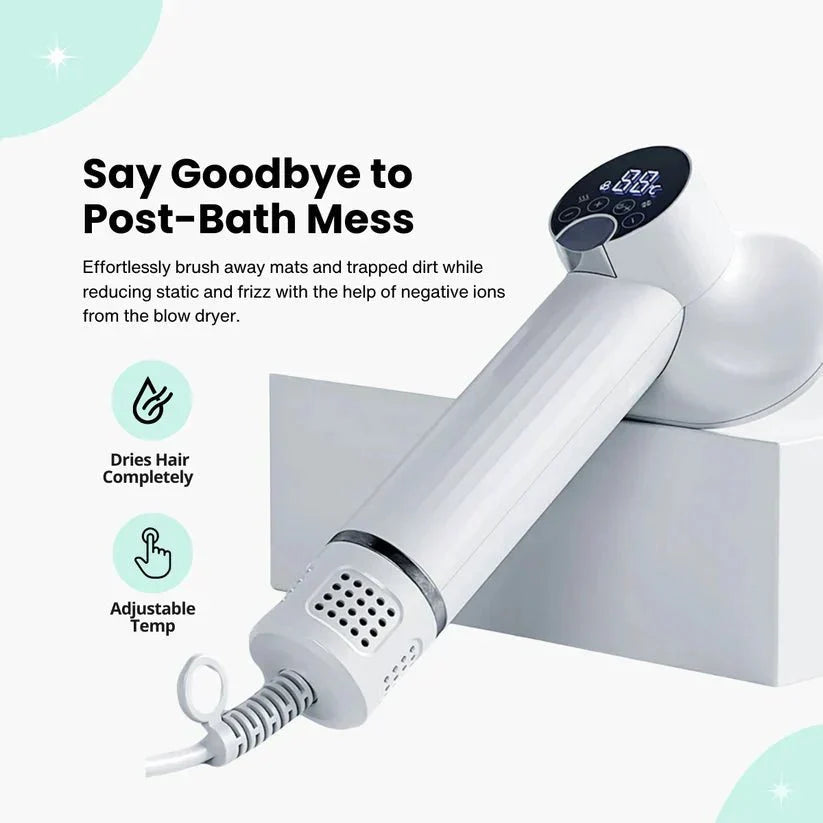 Innovative pet supplies: 2-in-1 dog deshedding brush & hair dryer for quick, comfortable pet grooming.