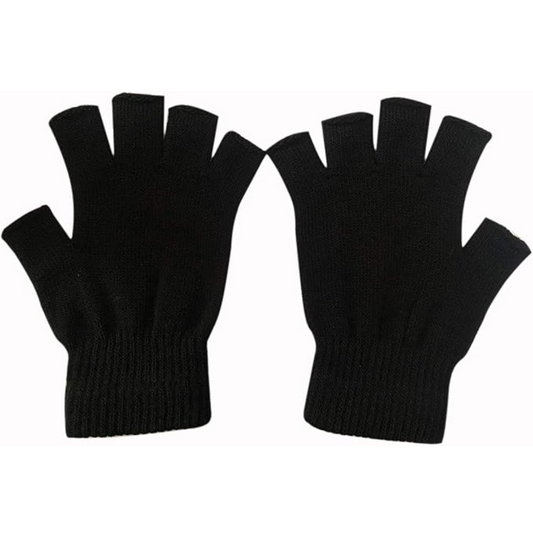 Unisex 2-pack knitted fingerless gloves for winter, providing warmth & flexibility for cold weather activities.