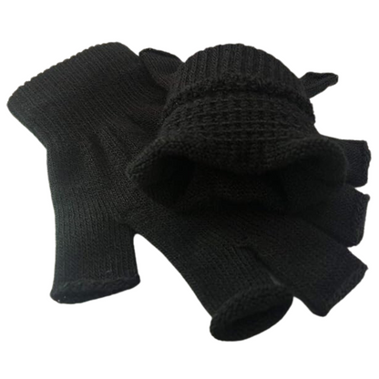 Unisex 2-pack warm knitted fingerless gloves, perfect for cold weather & easy touchscreen use without removing.