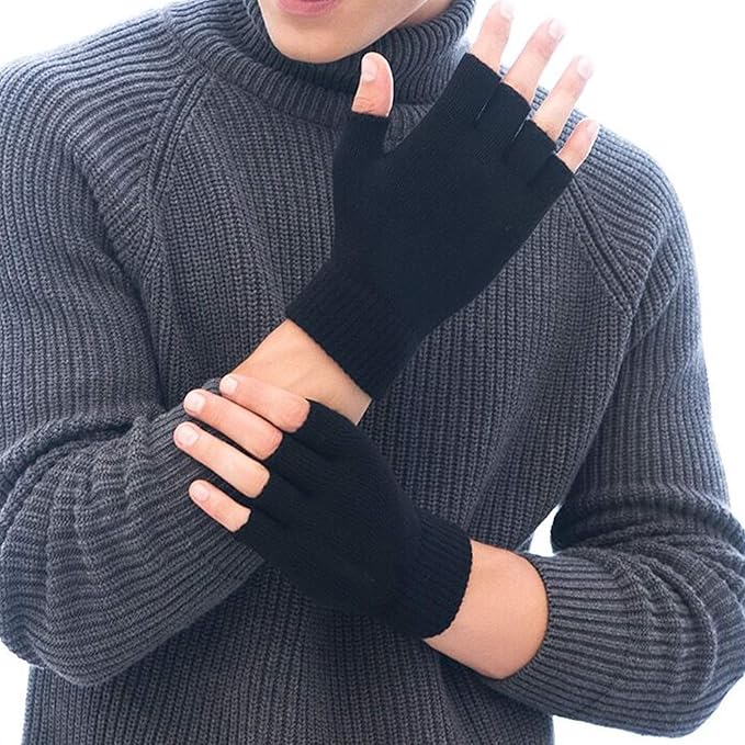 Everyday unisex 2-pack winter knitted fingerless gloves, a stylish & practical accessory for warmth & comfort.