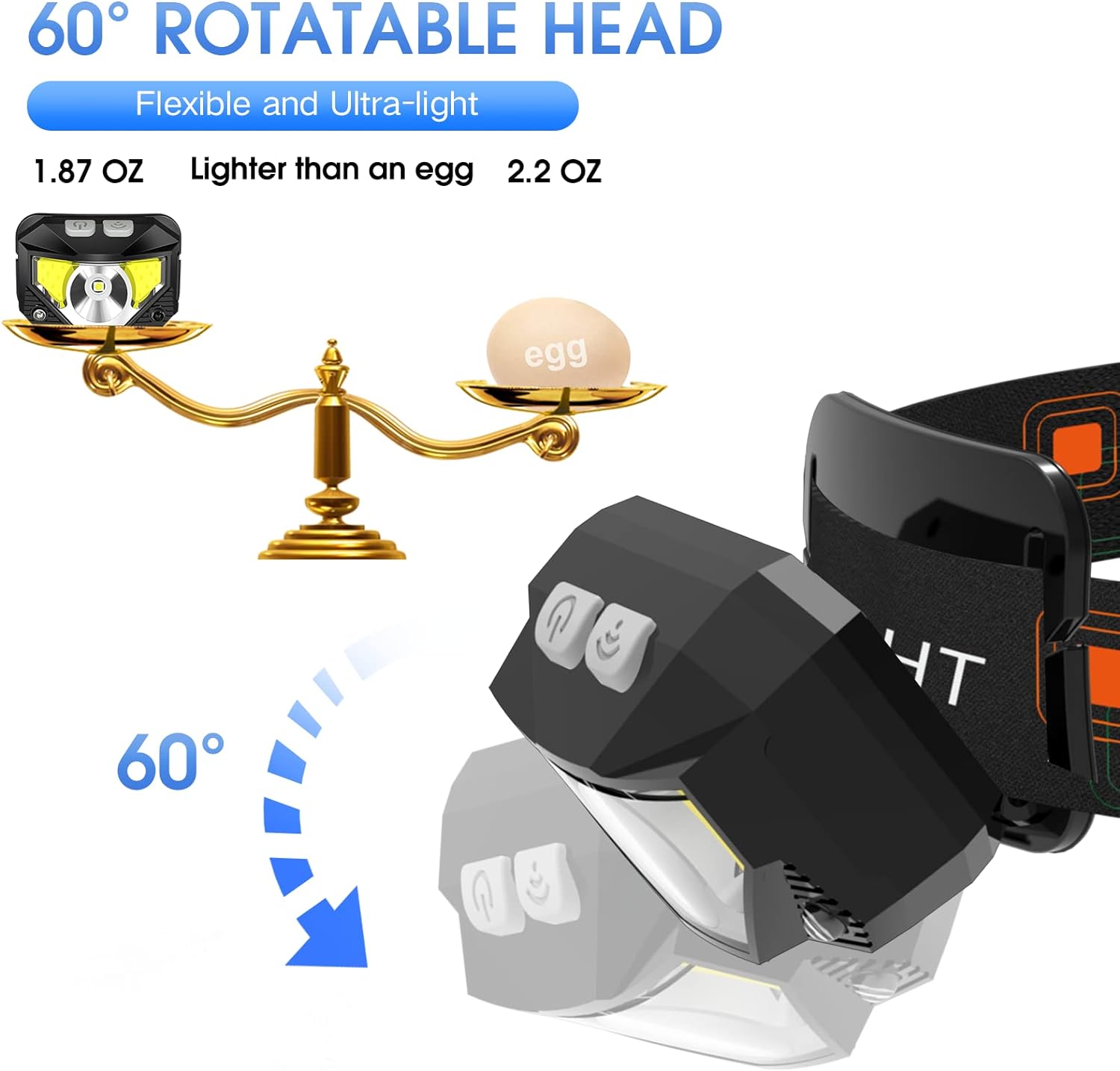 Bright LED headlamp 2-pack for camping & hiking. Rechargeable, waterproof outdoor gear with motion sensor.