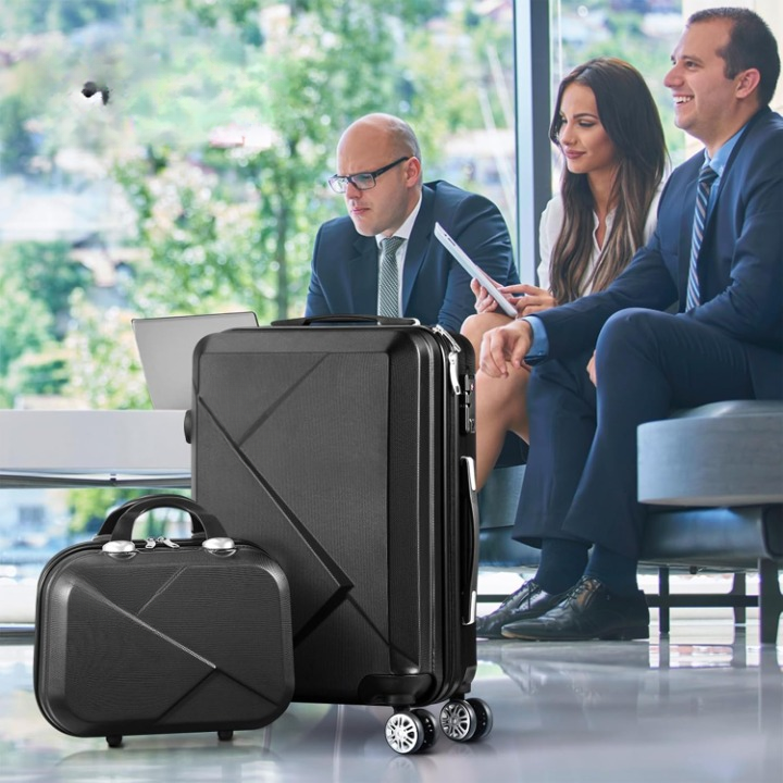 Unisex 2-piece ABS hard shell luggage set with TSA lock & 360° spinner wheels, ideal for travel.