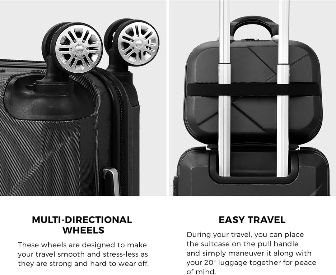 Unisex 2-piece hard shell luggage set, features TSA lock and 360° spinner wheels for secure travel.