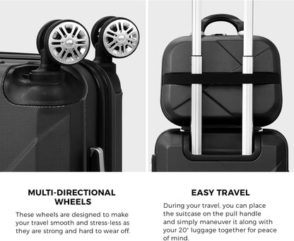 Unisex 2-piece hard shell luggage set, features TSA lock and 360° spinner wheels for secure travel.