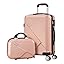 Unisex 2-piece hard shell trolley bag set, ABS material, TSA lock, and multi-directional spinner wheels for travel.