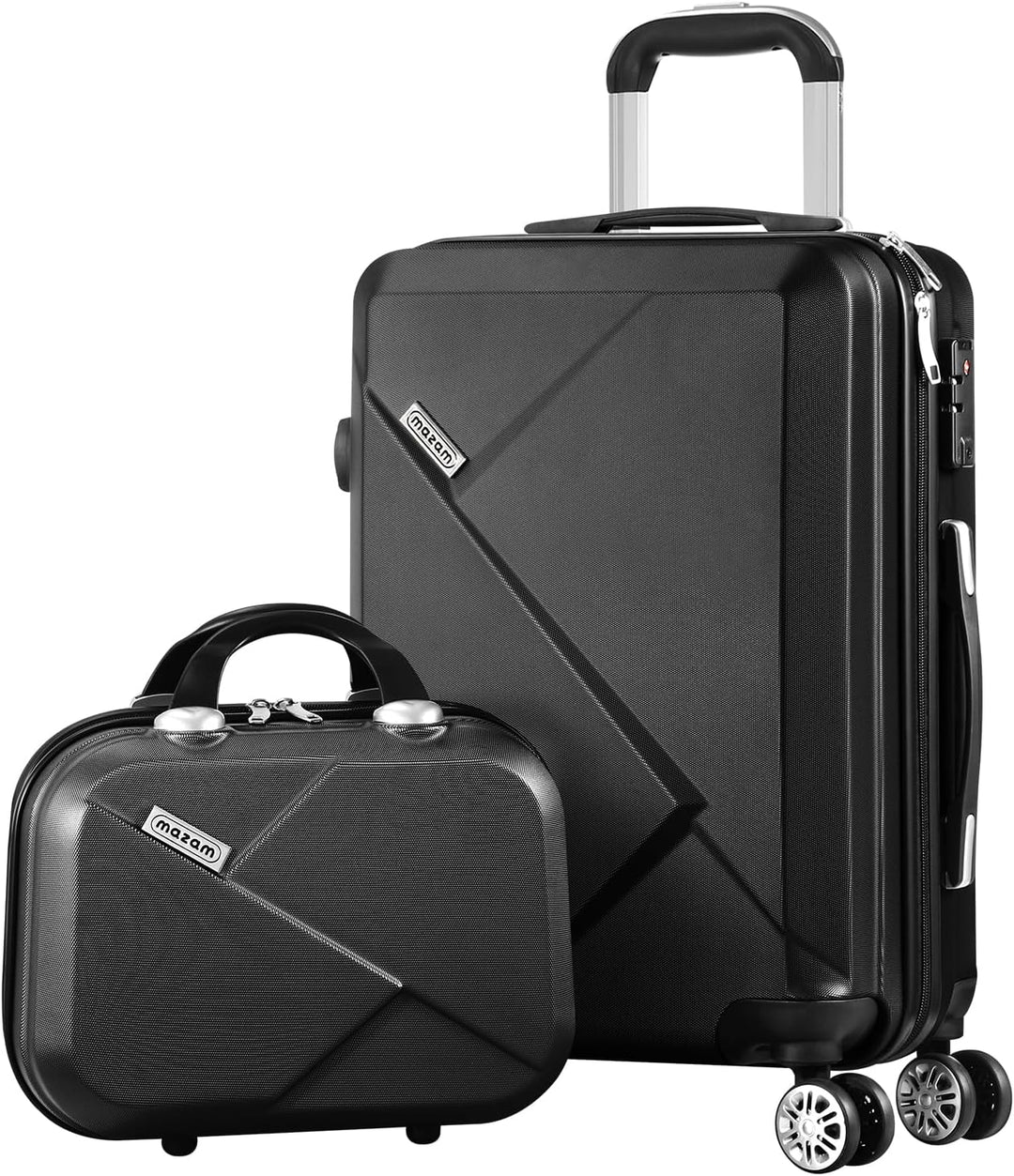 Compact carry-on and check-in travel bags, 2-piece hard shell luggage set with TSA lock & spinner wheels.