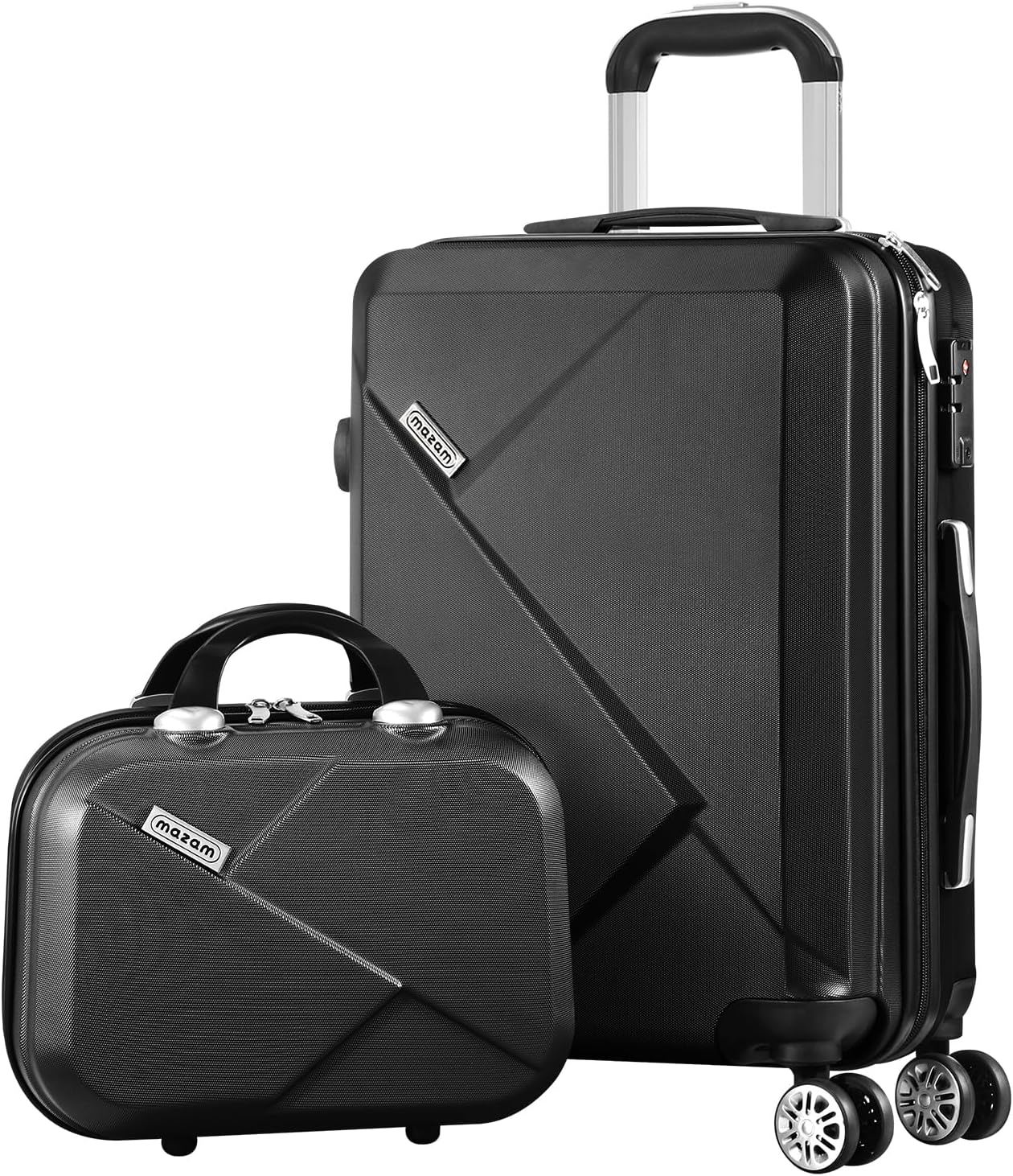 Compact carry-on and check-in travel bags, 2-piece hard shell luggage set with TSA lock & spinner wheels.