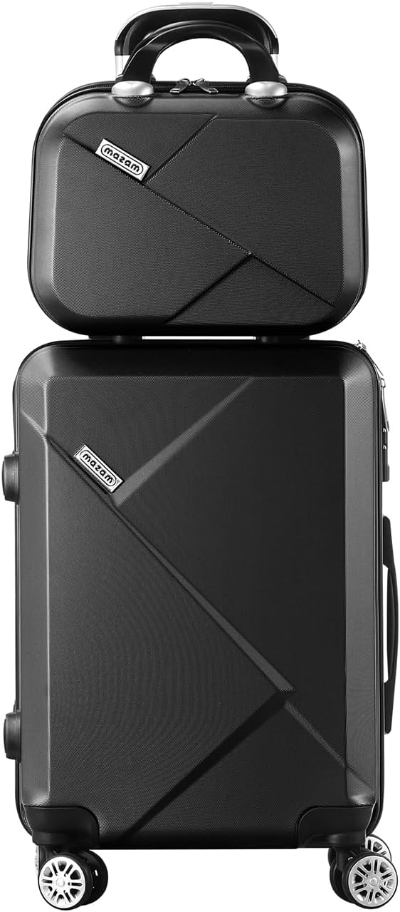Stylish 2-piece hard shell travel bags, unisex design, TSA lock and 360-degree spinner wheels for trips.