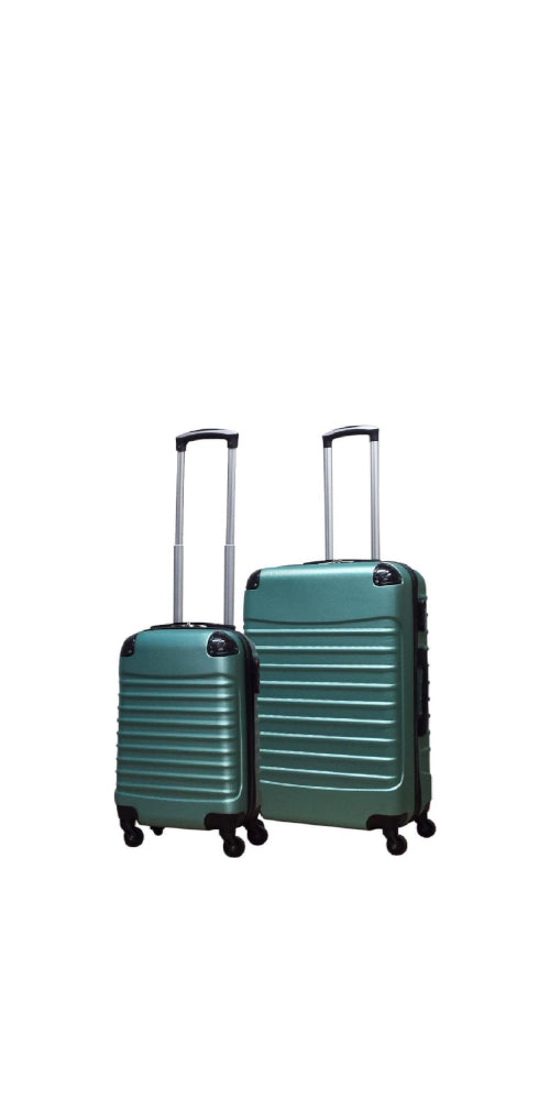 Unisex 2-piece green ABS hardshell luggage set, perfect for modern travelers seeking durability.