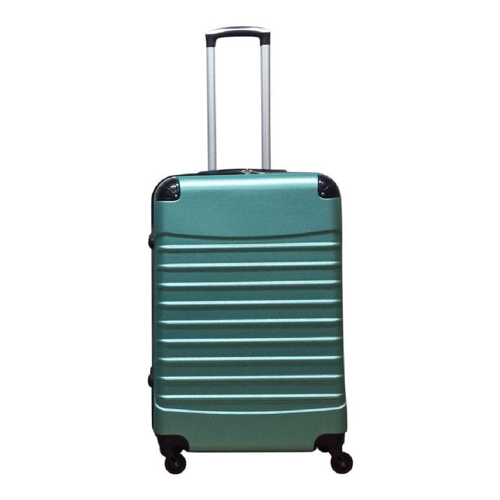 Premium 2-piece green ABS hardshell travel set with ergonomic handles for comfortable journey.
