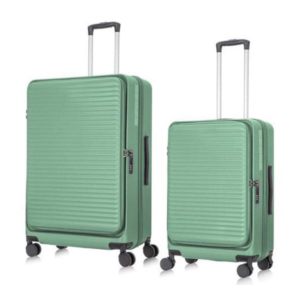 Unisex 2-piece hardshell luggage set with secure laptop compartment, ideal for travel gear.