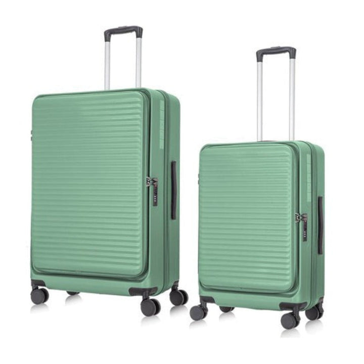 Unisex 2-piece hardshell luggage set with secure laptop compartment, ideal for travel gear.