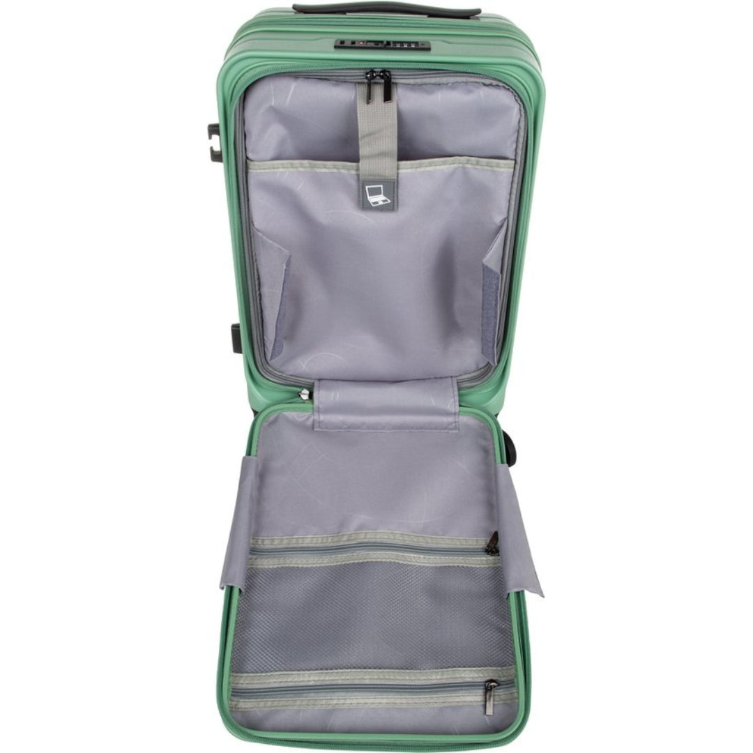 Modern 2-piece hardshell luggage for today's traveler, featuring secure laptop storage.