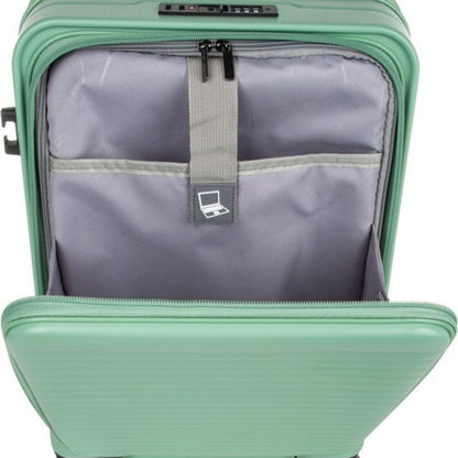 Organized travel with a 2-piece hardshell luggage set, secure laptop compartment included.