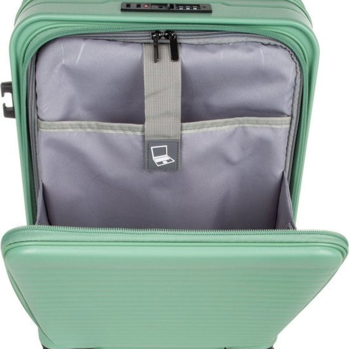 Organized travel with a 2-piece hardshell luggage set, secure laptop compartment included.