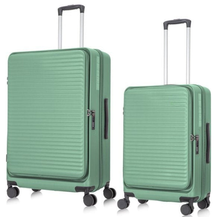 Professional 2-piece hardshell luggage set for business travel, includes laptop compartment.