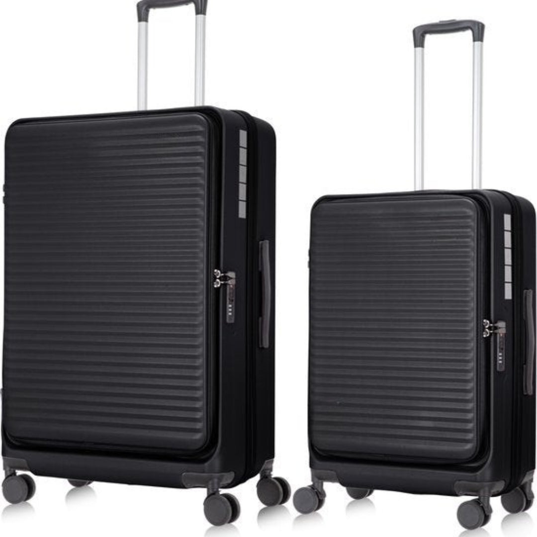 Robust hardshell 2-piece luggage set, durable & lightweight, with integrated laptop compartment.