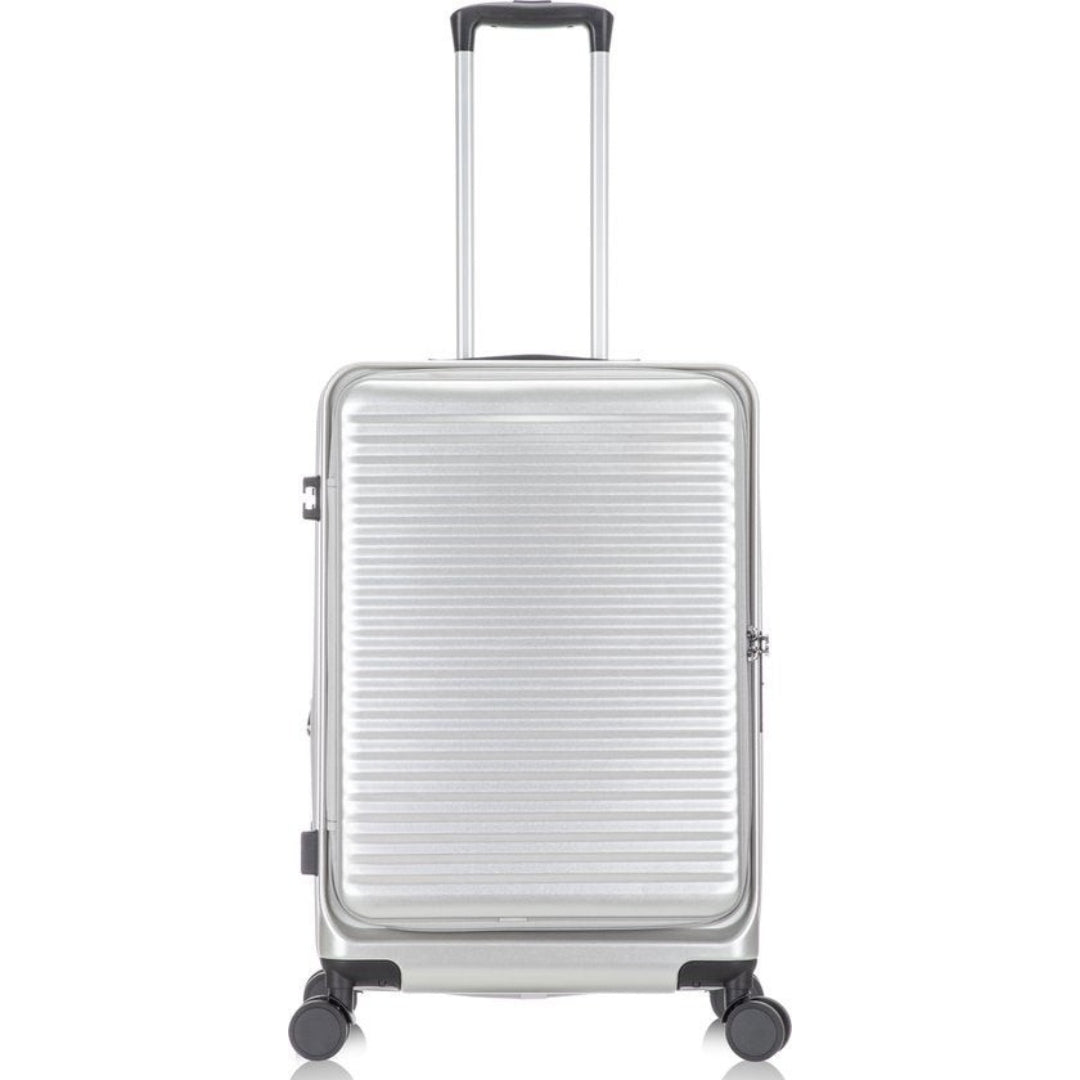 Expandable 2-piece hardshell suitcase set, offers extra space plus a laptop compartment.