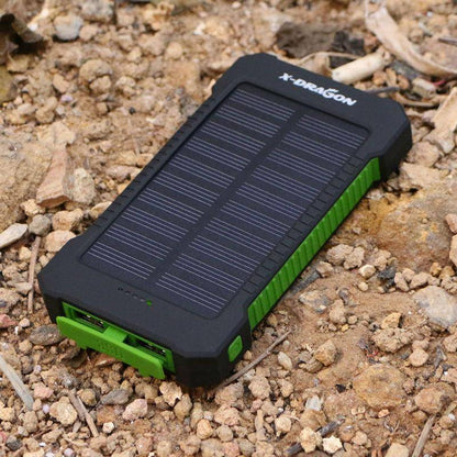 Unisex 20000mAh solar power bank charger with flashlight, ideal for outdoor camping & hiking