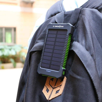 Durable 20000mAh solar power bank, perfect for hiking, camping, and survival situations