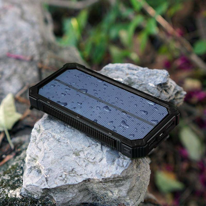 Outdoor gear solar power bank 20000mAh for phones, tablets & other USB devices, black finish