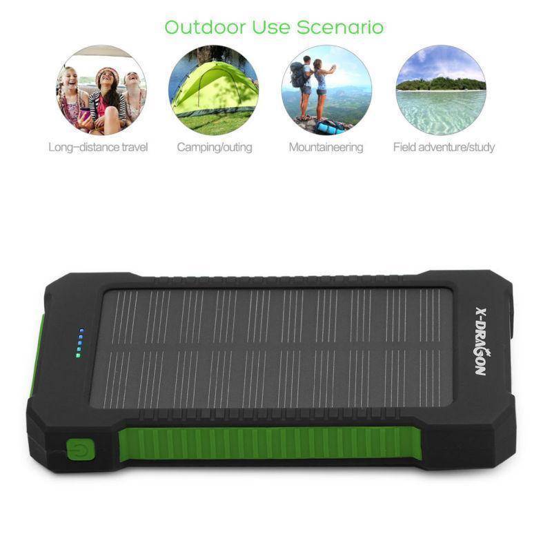 Rugged 20000mAh solar power bank offering reliable portable power & integrated flashlight