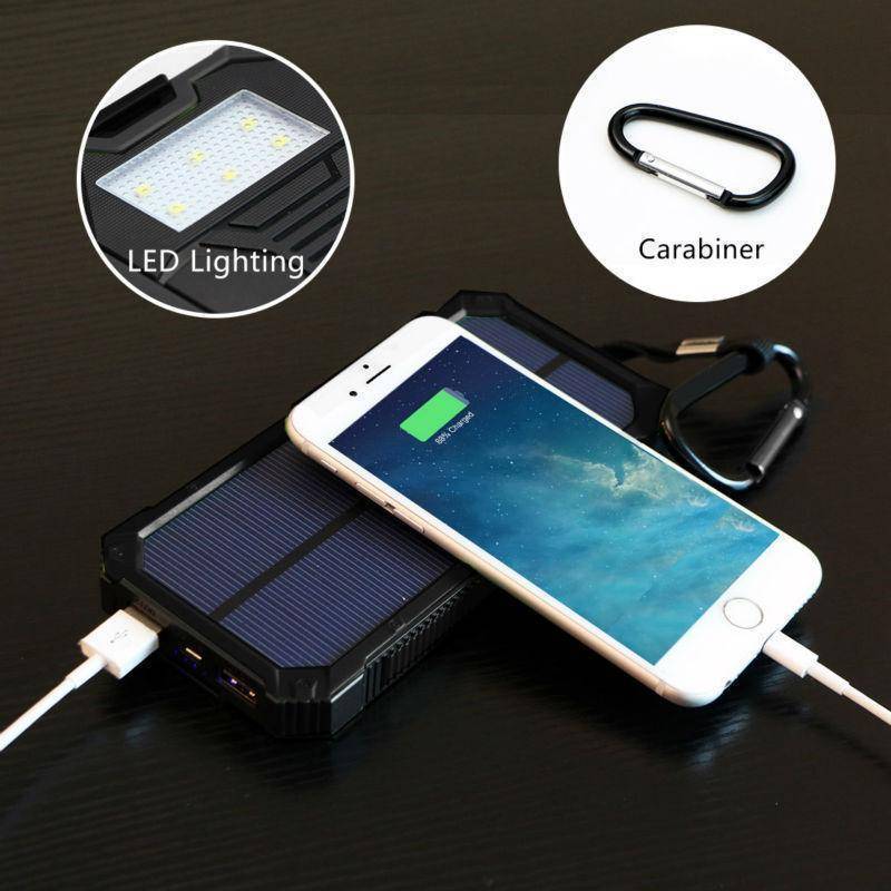 Unisex solar power bank 20000mAh, a versatile camping & hiking accessory with emergency light