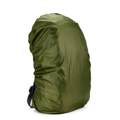 Close-up of a 210D nylon backpack cover, silver, featuring an elastic edge for secure fit on hiking gear