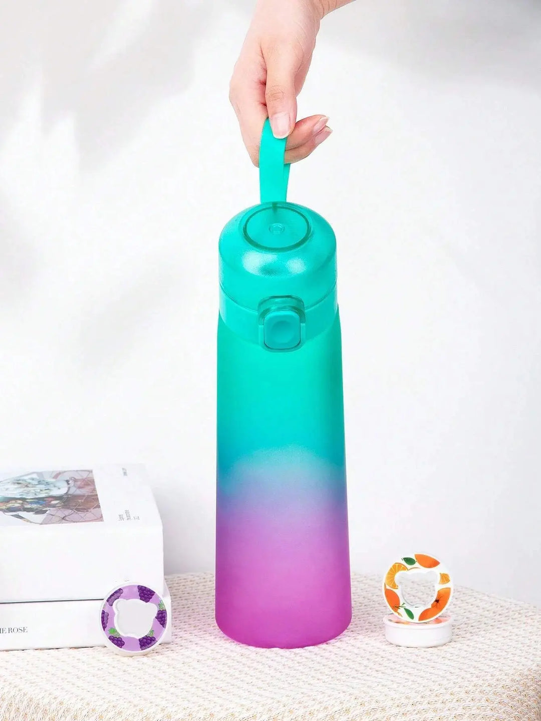 22 fl oz flavored water bottle. Experience smell-based taste, great for wellness & fitness.