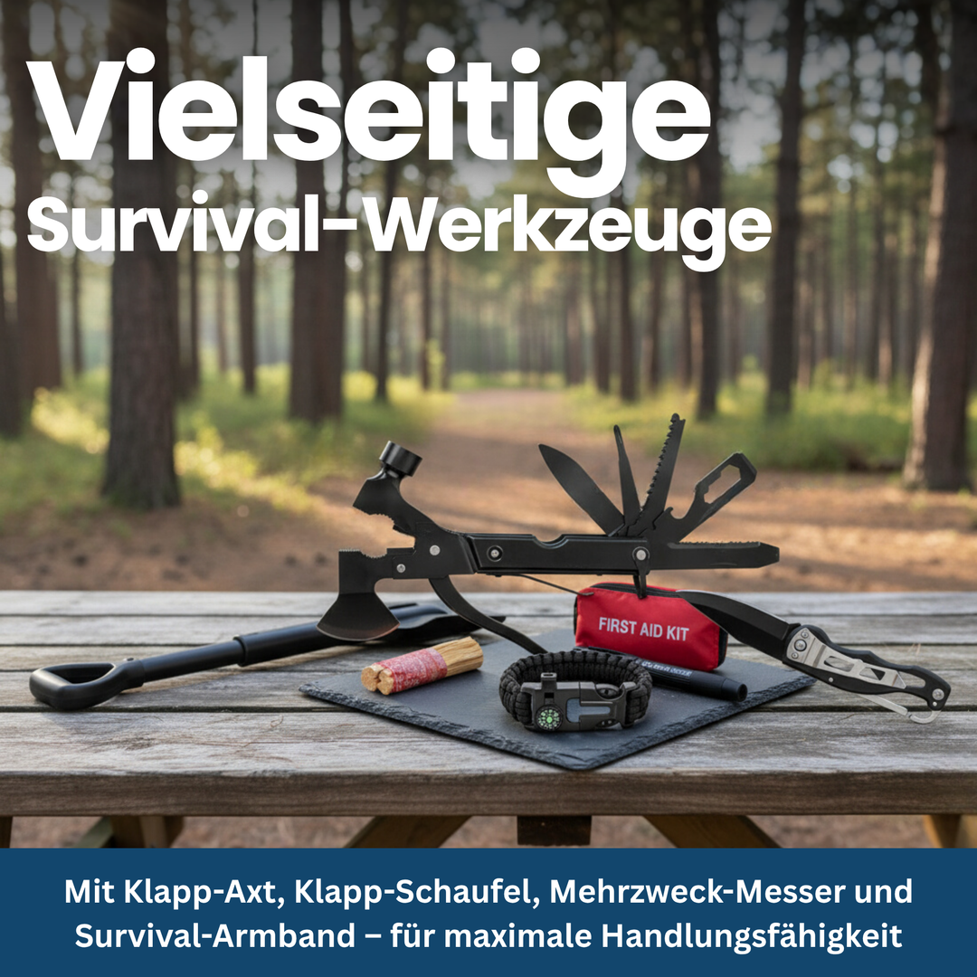 Portable professional survival kit, 250 items, for unisex preparedness in camping, hiking, emergencies